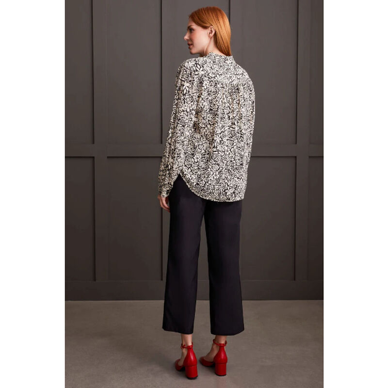 Tribal Printed Challis Blouse With Shirt Collar Womens image number 1